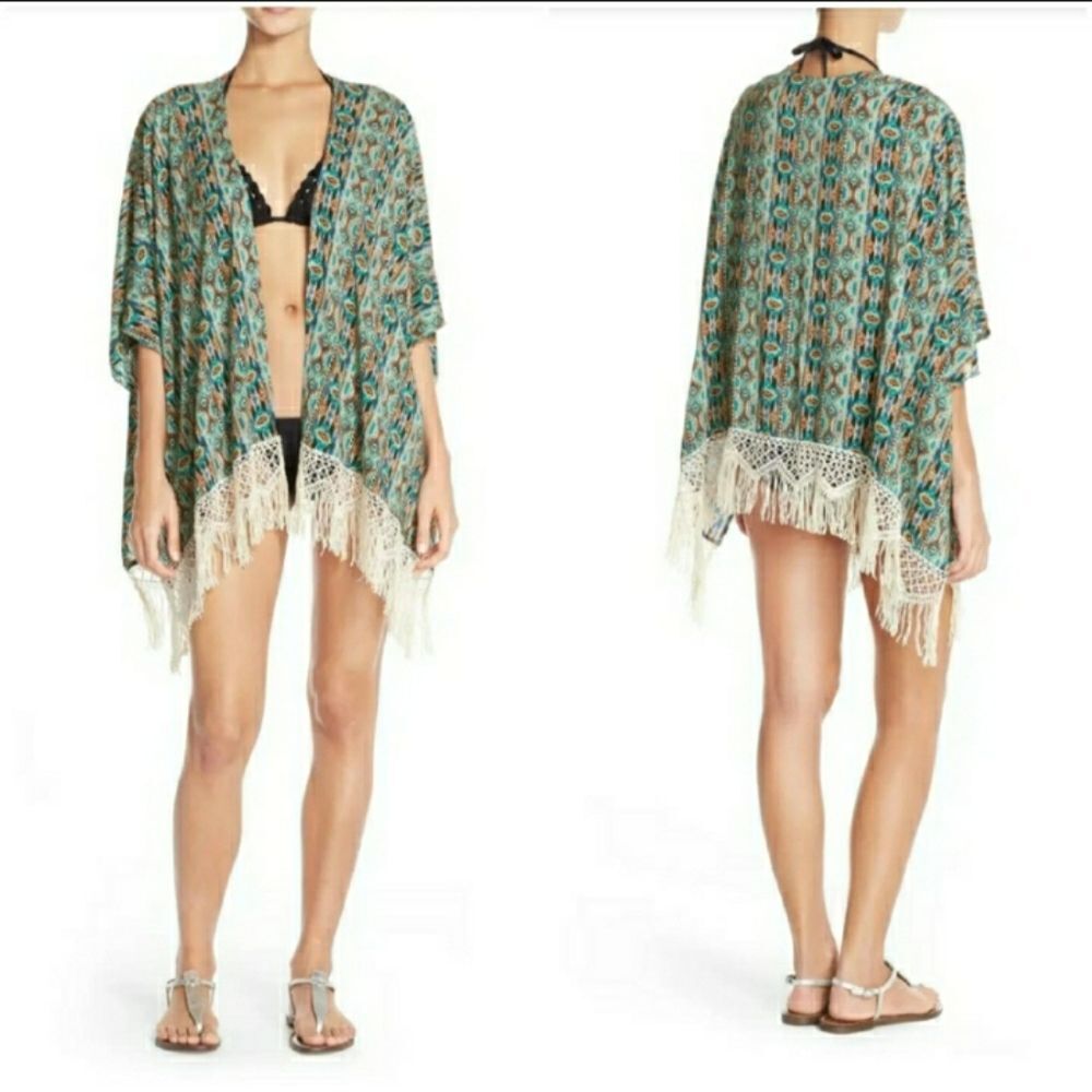 L*Space Zanzibar Kaftan/Kimono Swim Cover Up, One Size Resort Multicolor Aztec